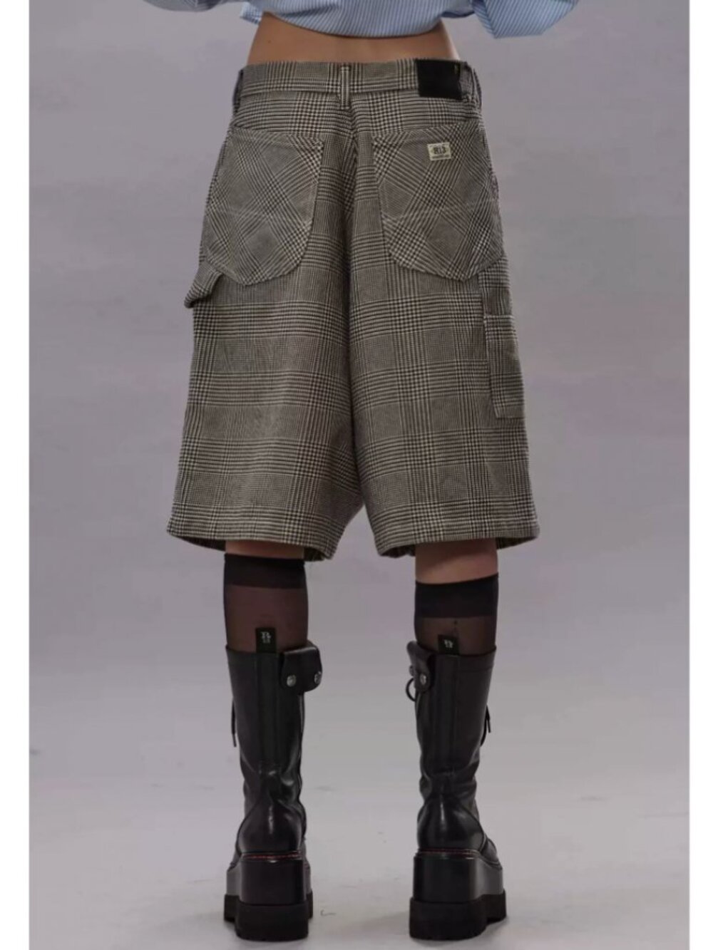 NWT R13 Jesse Carpenter Short - Prince of Wales Grey Check - Picture 3 of 9